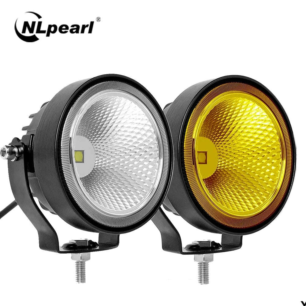 2-Piece 4 Inch LED Work Light Set for 12V/24V Vehicles-4 inch Flood-yellow