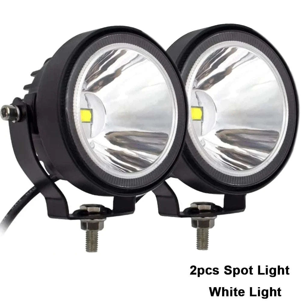 2-Piece 4 Inch LED Work Light Set for 12V/24V Vehicles-4 inch Flood-yellow