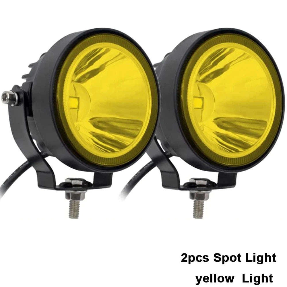2-Piece 4 Inch LED Work Light Set for 12V/24V Vehicles-4 inch Flood-yellow