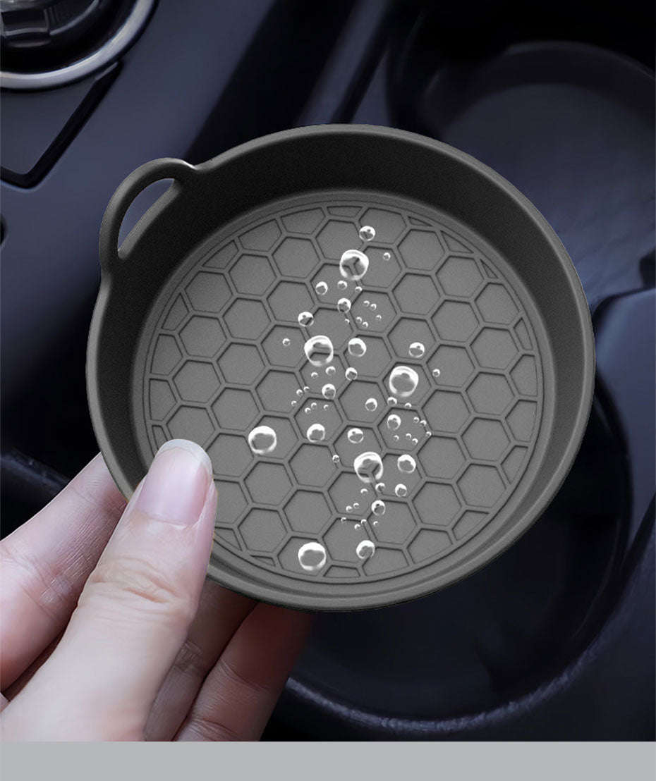 2-Piece Anti-Slip Car Coaster Silicone Drink Holder Pads-Black 2pcs