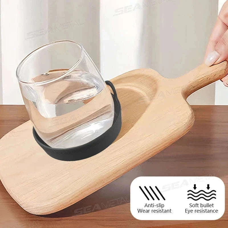 2-Piece Anti-Slip Car Coaster Silicone Drink Holder Pads-Black 2pcs