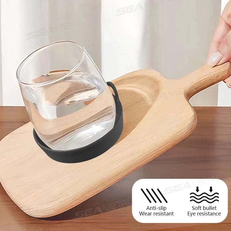 2-Piece Anti-Slip Car Coaster Silicone Drink Holder Pads-Black 2pcs