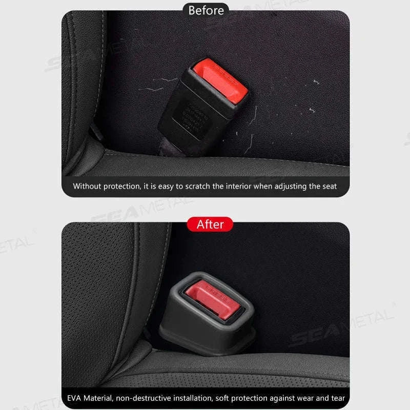 2-Piece Car Seat Belt Buckle Cover-Brown