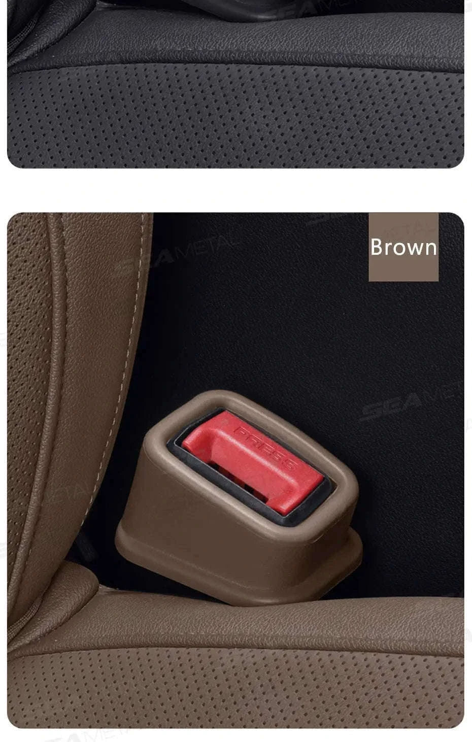 2-Piece Car Seat Belt Buckle Cover-Brown