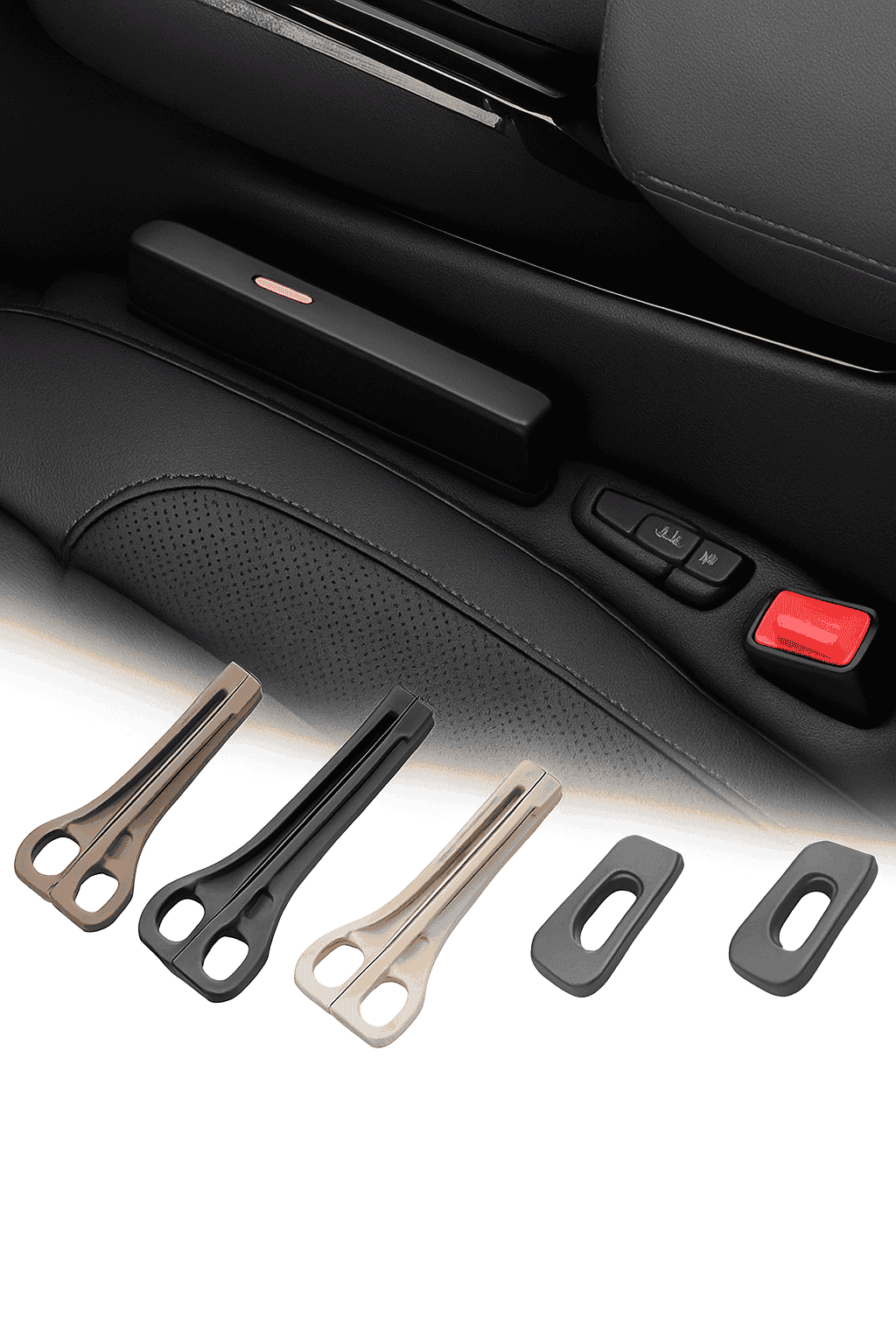 2-Piece Car Seat Gap Filler Organizer with Storage Slot-Beige 2pcs