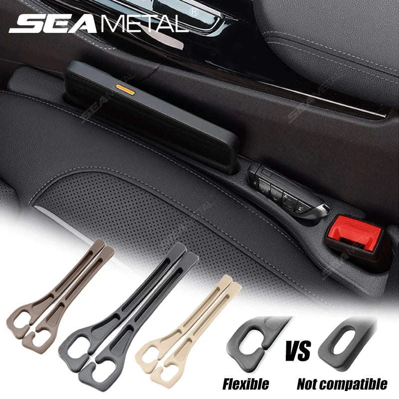 2-Piece Car Seat Gap Filler Organizer with Storage Slot-Beige 2pcs