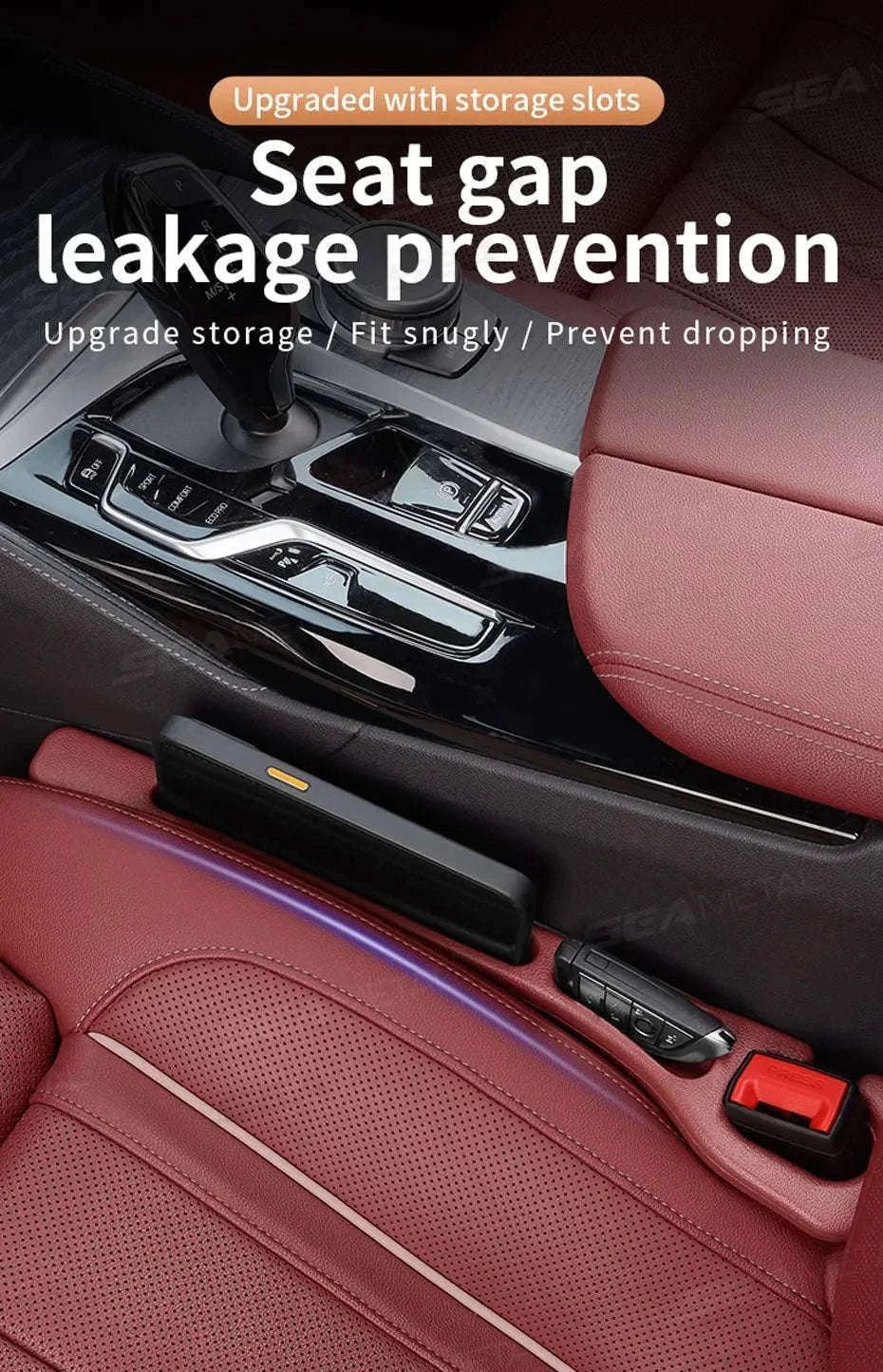 2-Piece Car Seat Gap Filler Organizer with Storage Slot-Beige 2pcs