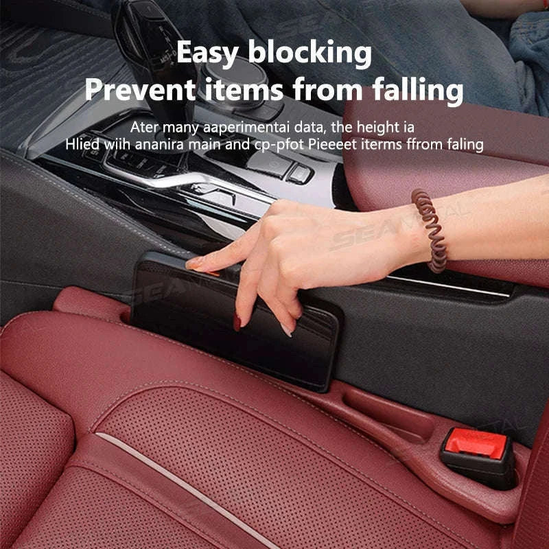 2-Piece Car Seat Gap Filler Organizer with Storage Slot-Beige 2pcs