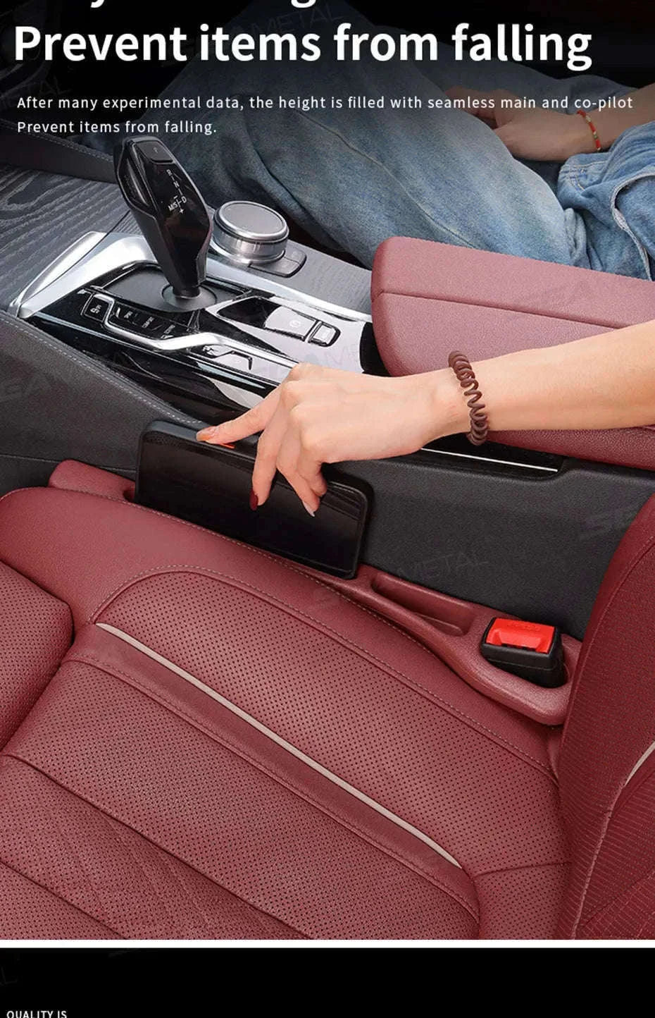 2-Piece Car Seat Gap Filler Organizer with Storage Slot-Beige 2pcs