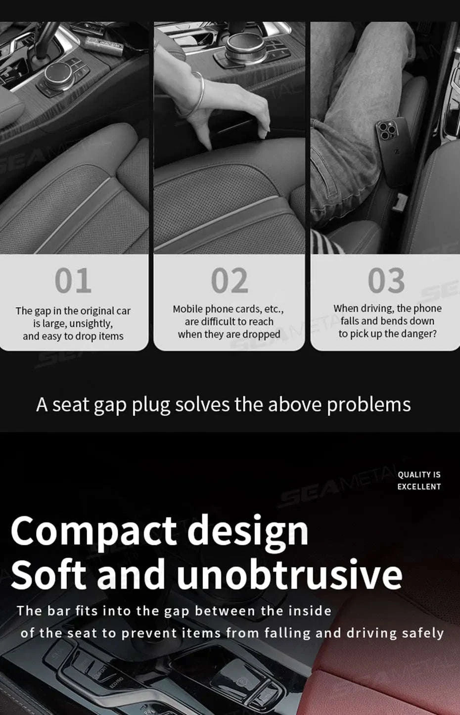2-Piece Car Seat Gap Filler Organizer with Storage Slot-Beige 2pcs