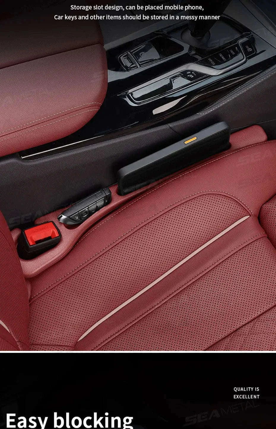 2-Piece Car Seat Gap Filler Organizer with Storage Slot-Beige 2pcs