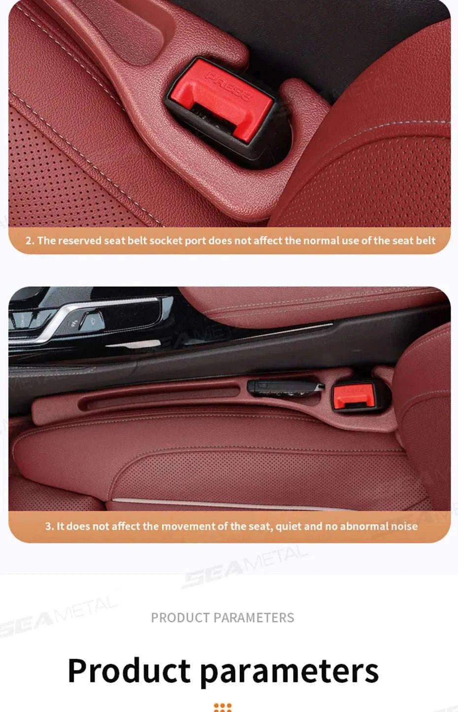 2-Piece Car Seat Gap Filler Organizer with Storage Slot-Beige 2pcs