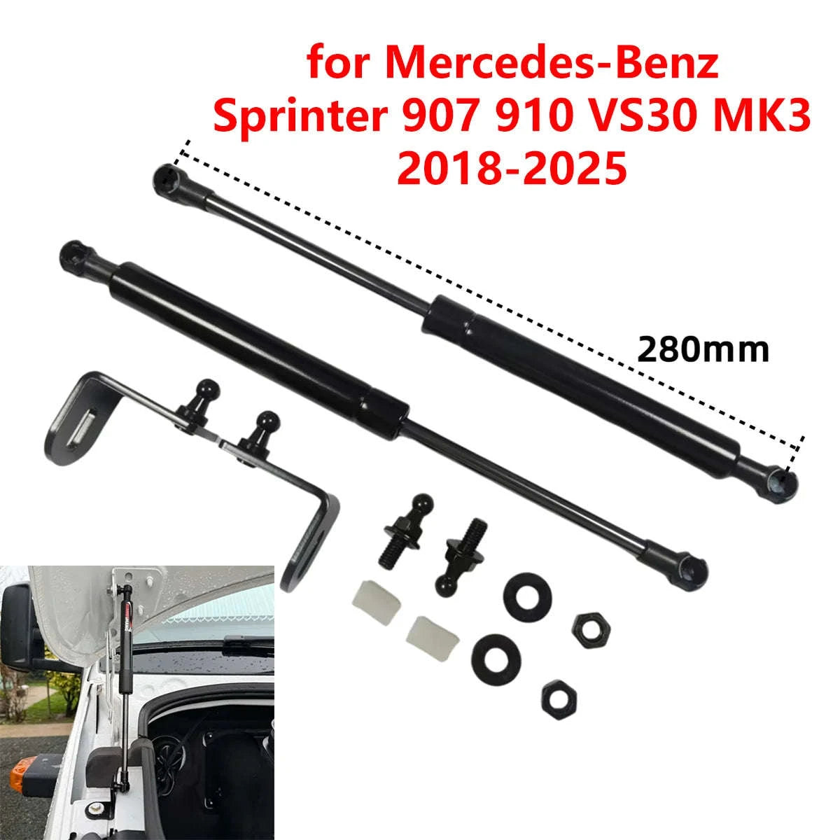 2-Piece Front Hood Gas Struts for 907 910 VS30 MK3 2018-2025-Default Title