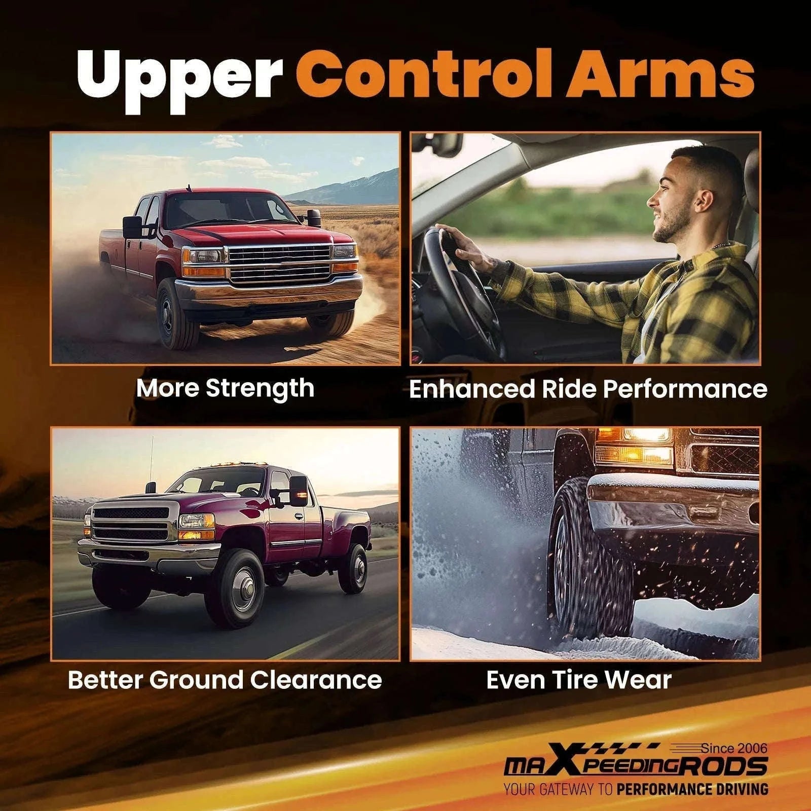 2-Piece Front Upper Control Arms for 2-4 in Lift-United States
