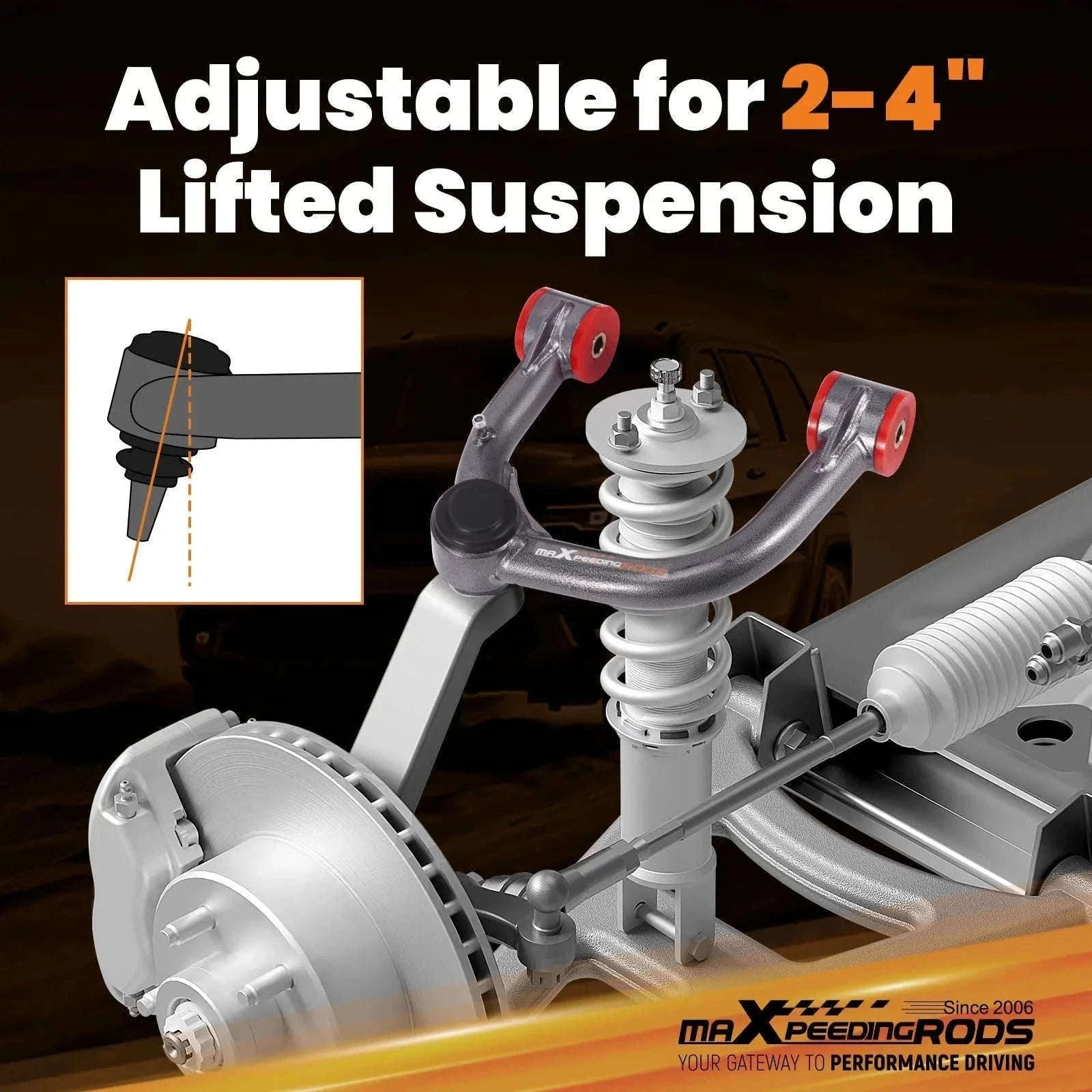 2-Piece Front Upper Control Arms for 2-4 in Lift-United States