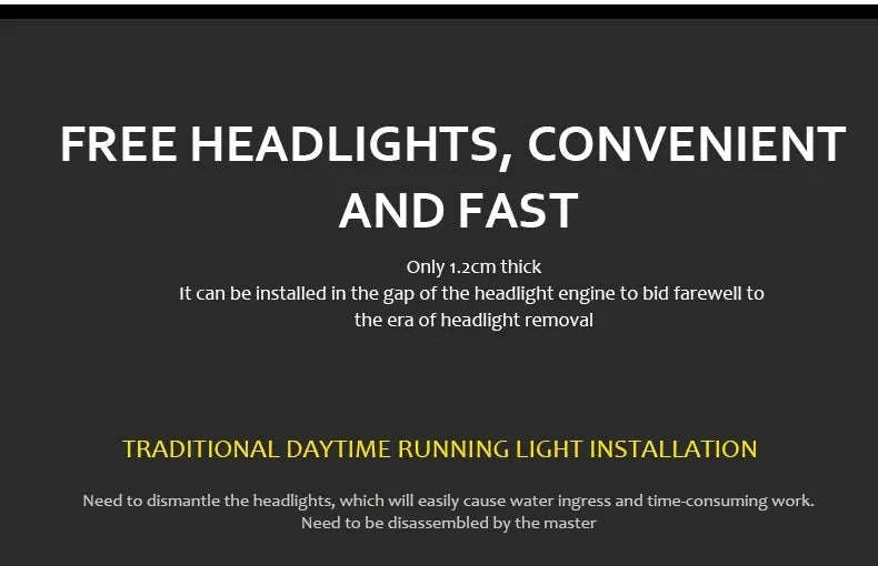 2-Piece LED Car Daytime Running Light Strip 12V-34.5CM / WhiteYellowBlue