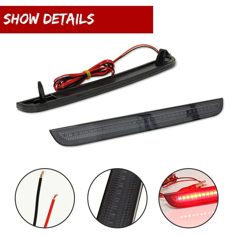 2-Piece LED Rear Bumper Reflector Lights, Smoked or Red Lens-Smoked Lens