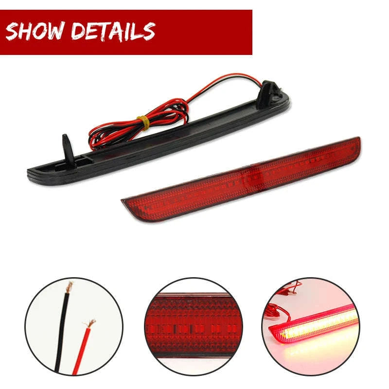 2-Piece LED Rear Bumper Reflector Lights, Smoked or Red Lens-Smoked Lens