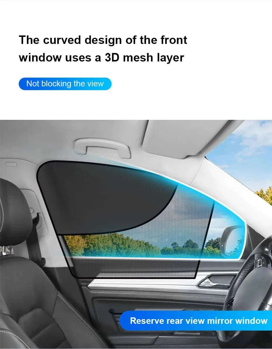 2-Piece Magnetic Double-Layer Car Side Window Sun Shade Curtain-Back 2pcs