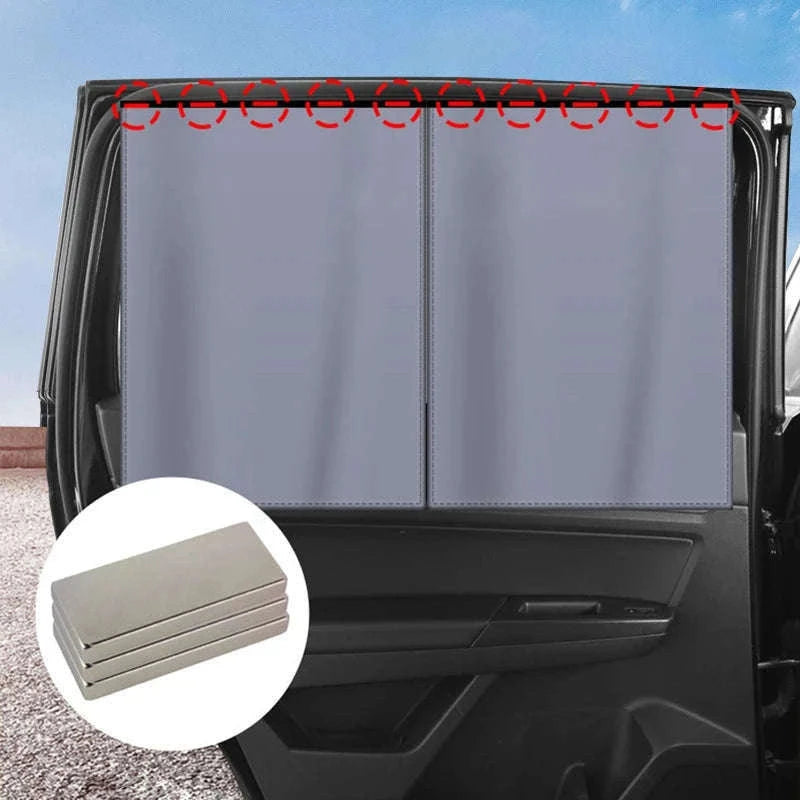 2-Piece Magnetic Double-Layer Car Side Window Sun Shade Curtain-Back 2pcs