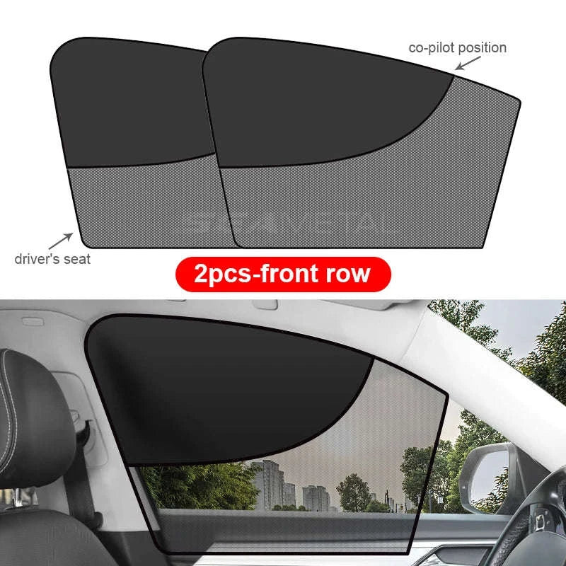 2-Piece Magnetic Double-Layer Car Side Window Sun Shade Curtain-Back 2pcs