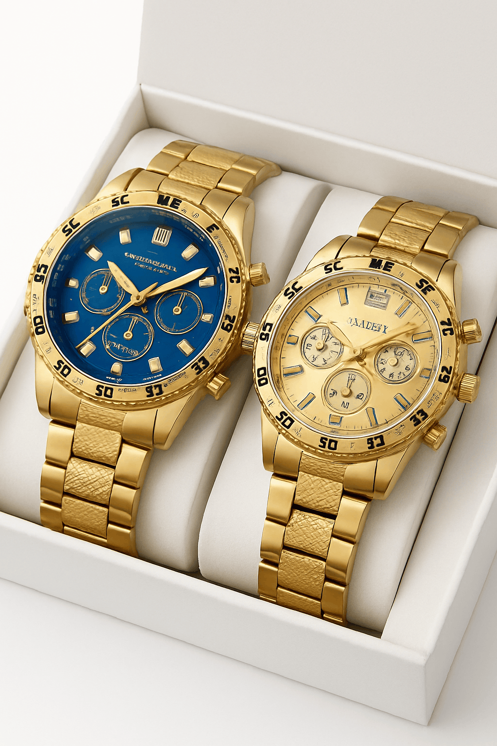 2-Piece Men's Business Quartz Watch Set with Arabic Dial-Silver Set No Box