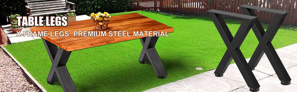 2-Piece Metal Table Legs Steel X-Shape 1000kg Load with Pre-Drilled Holes-720x600MM black / United Kingdom