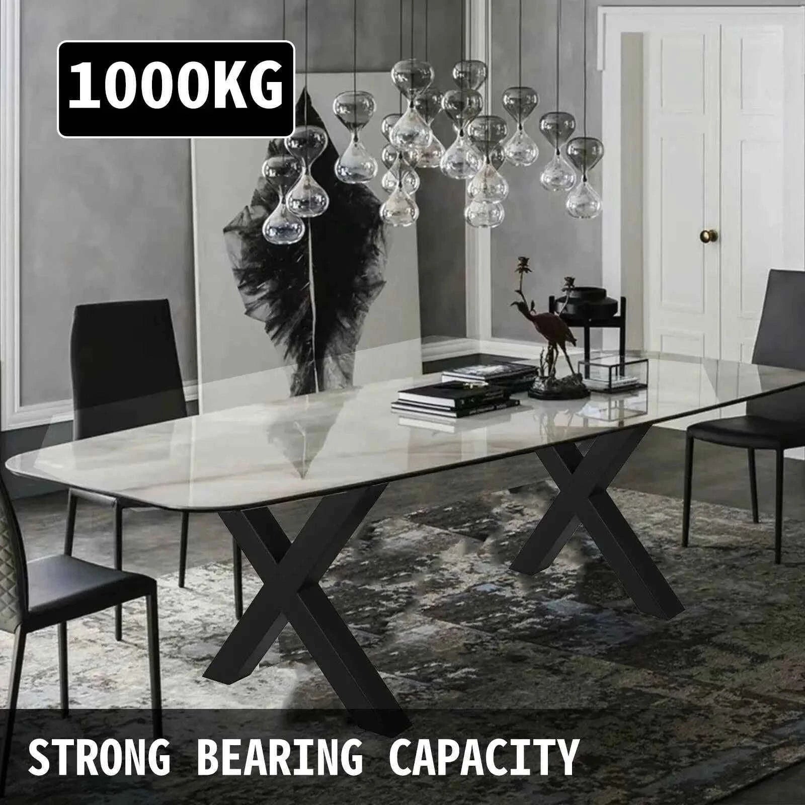 2-Piece Metal Table Legs Steel X-Shape 1000kg Load with Pre-Drilled Holes-720x600MM black / United Kingdom