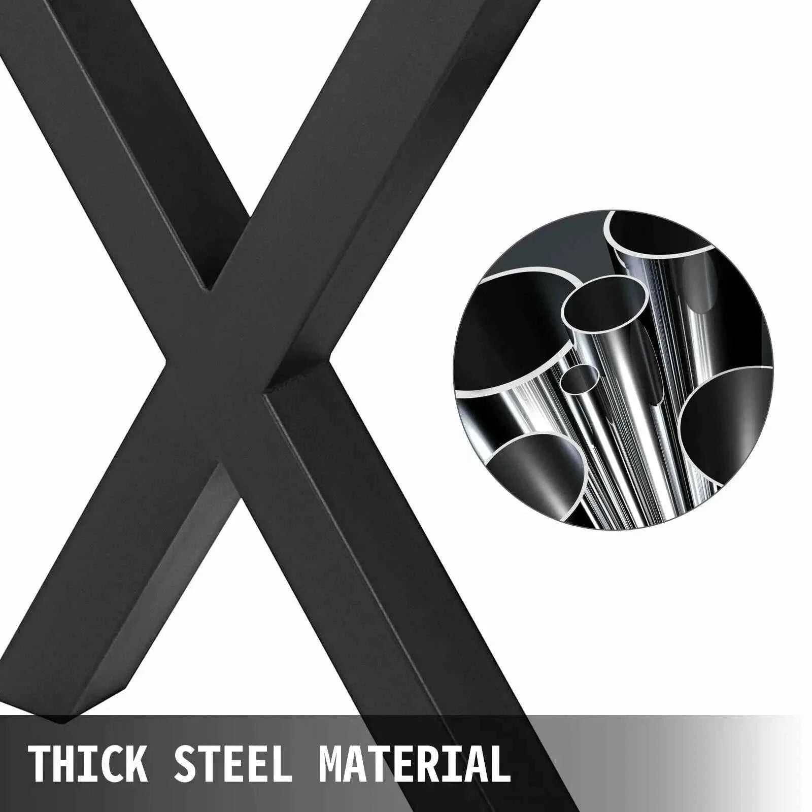 2-Piece Metal Table Legs Steel X-Shape 1000kg Load with Pre-Drilled Holes-720x600MM black / United Kingdom
