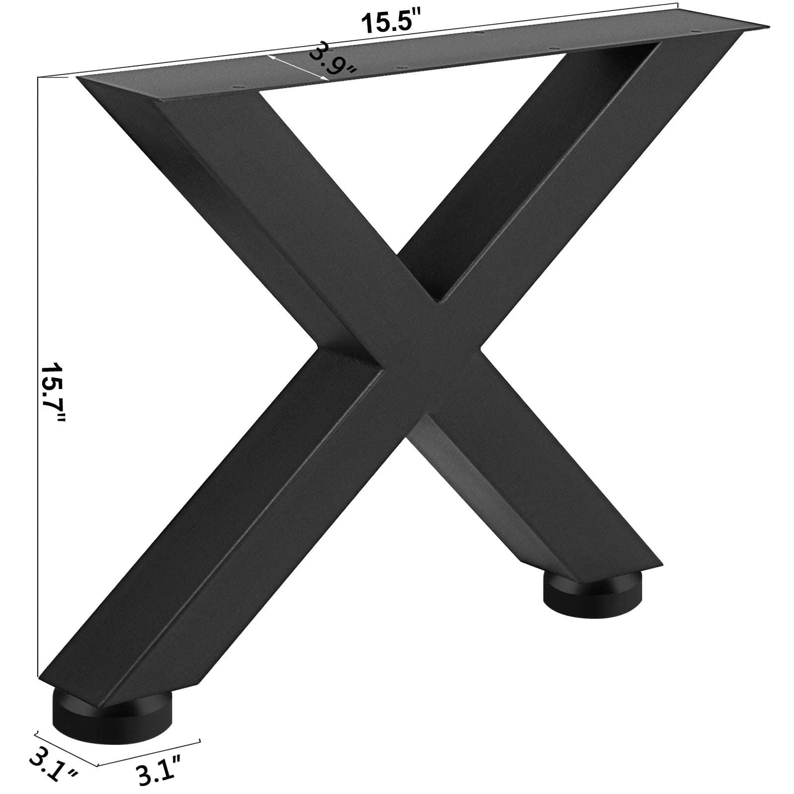 2-Piece Metal Table Legs Steel X-Shape 1000kg Load with Pre-Drilled Holes-720x600MM black / United Kingdom