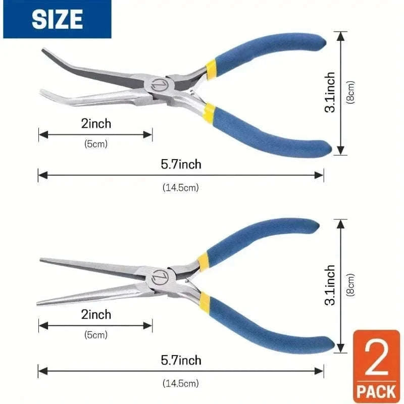 2-Piece Mini Needle Nose Pliers Set with Comfort Grip-Default Title