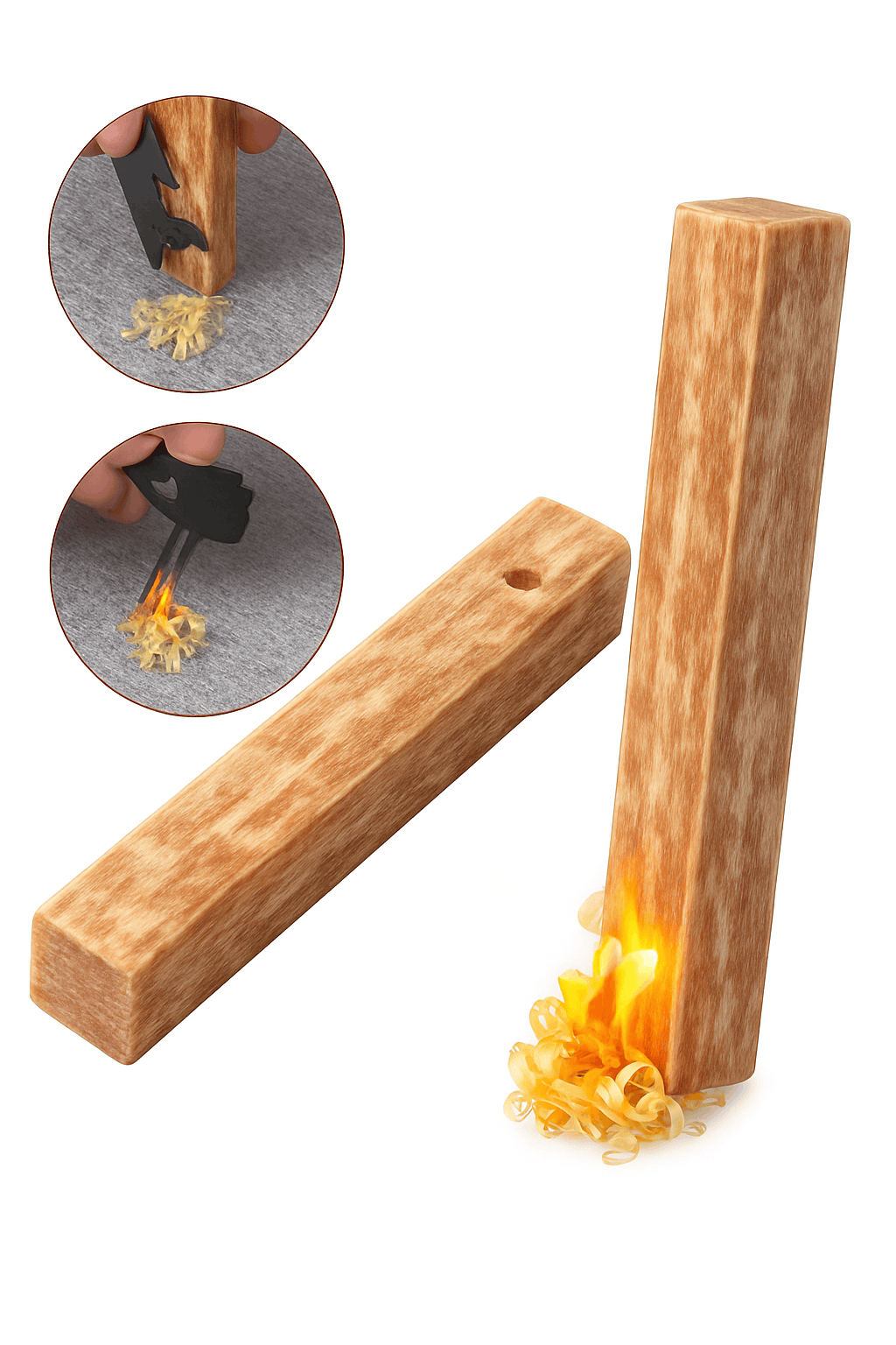 2-Piece Pure Natural Pine Wood Fire Starter Matches-2 Pcs