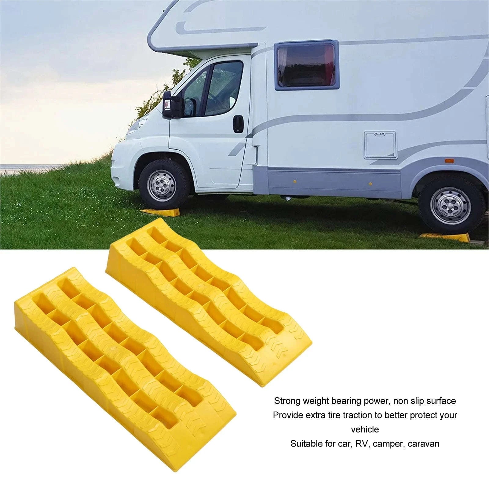 2-Piece RV Leveling Ramps 3-Stage Heavy Duty Wheel Pads-2pcs