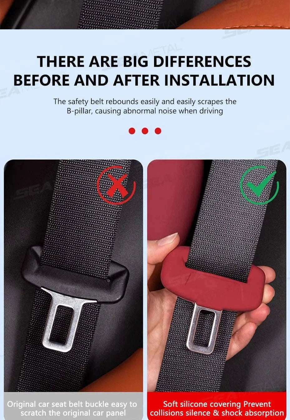 2-Piece Seat Belt Buckle Protector Rubber Cover-Brown 2pcs