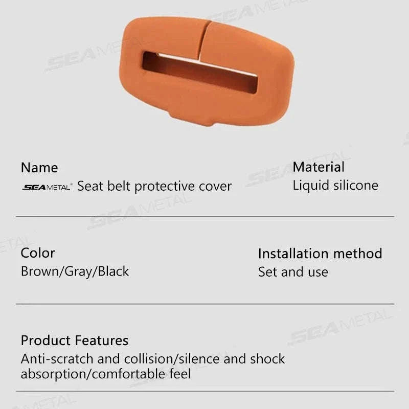 2-Piece Seat Belt Buckle Protector Rubber Cover-Brown 2pcs