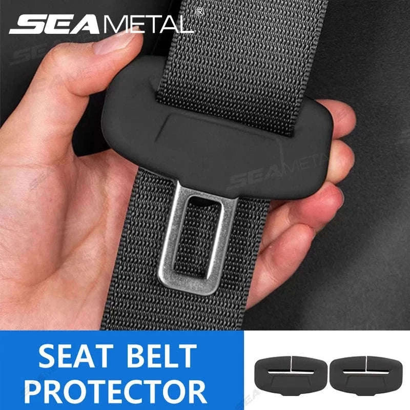 2-Piece Seat Belt Buckle Protector Rubber Cover-Brown 2pcs