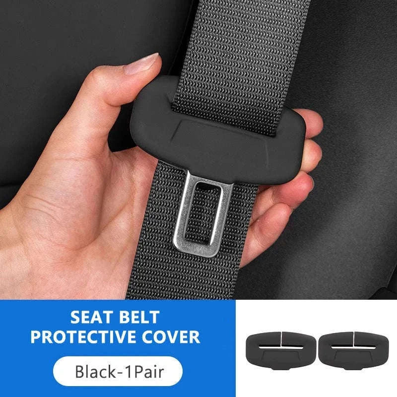 2-Piece Seat Belt Buckle Protector Rubber Cover-Brown 2pcs