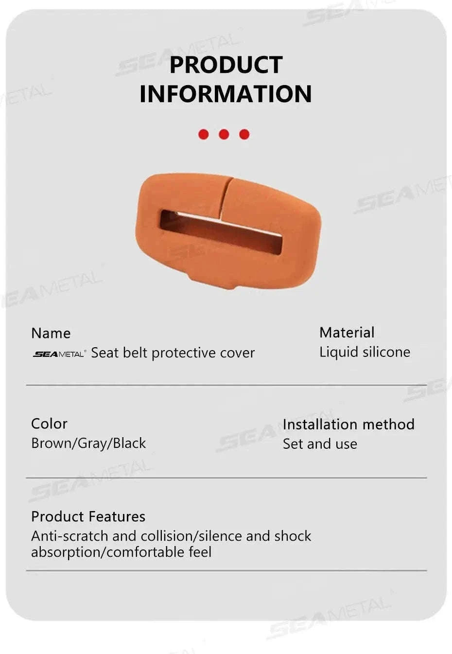 2-Piece Seat Belt Buckle Protector Rubber Cover-Brown 2pcs