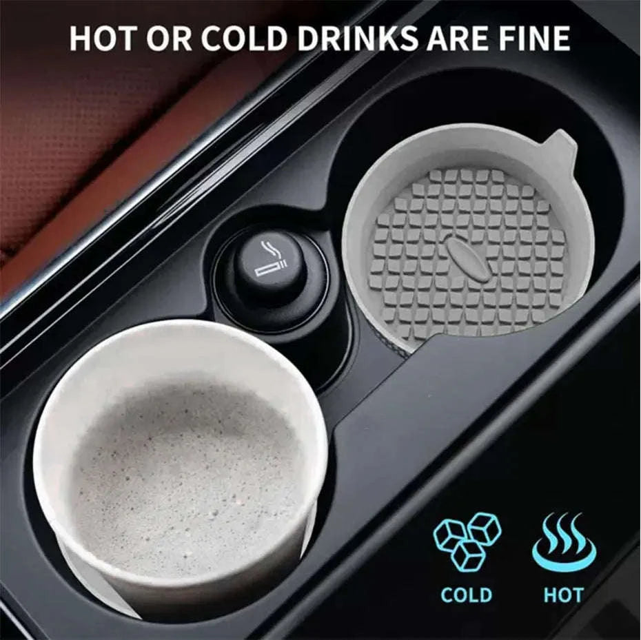 2-Piece Silicone Car Cup Coasters-2pcs gray