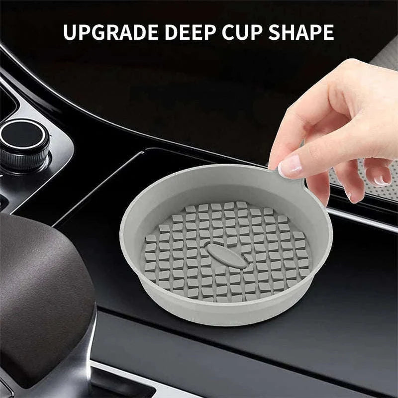 2-Piece Silicone Car Cup Coasters-2pcs gray