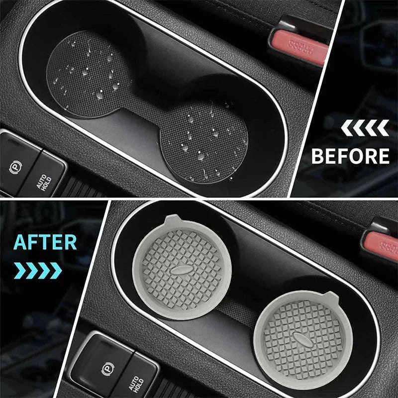 2-Piece Silicone Car Cup Coasters-2pcs gray
