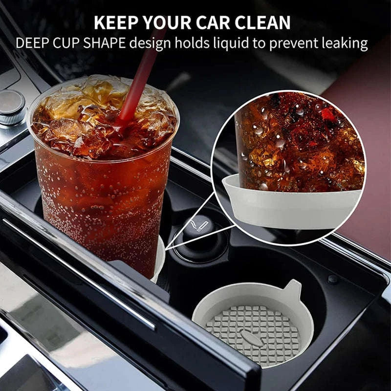 2-Piece Silicone Car Cup Coasters-2pcs gray