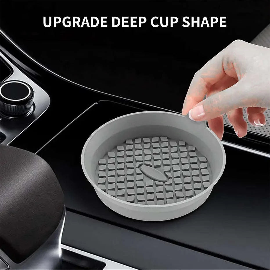 2-Piece Silicone Car Cup Coasters-2pcs gray