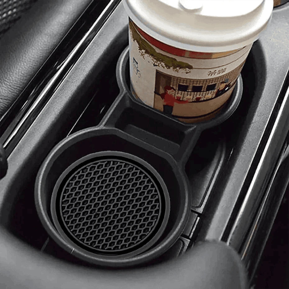 2-Piece Universal Anti-Slip Car Cup Coasters, 7 cm, TPU, Waterproof-black
