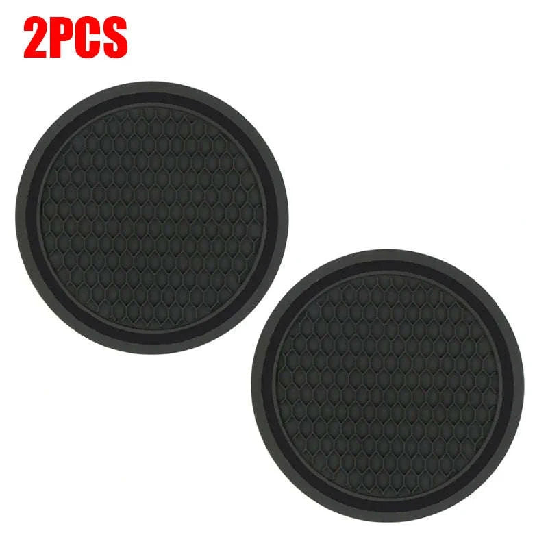 2-Piece Universal Anti-Slip Car Cup Coasters, 7 cm, TPU, Waterproof-black