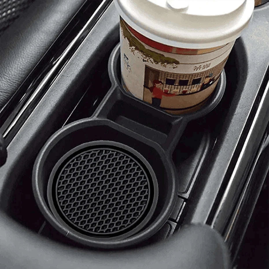 2-Piece Universal Anti-Slip Car Cup Coasters, 7 cm, TPU, Waterproof-black