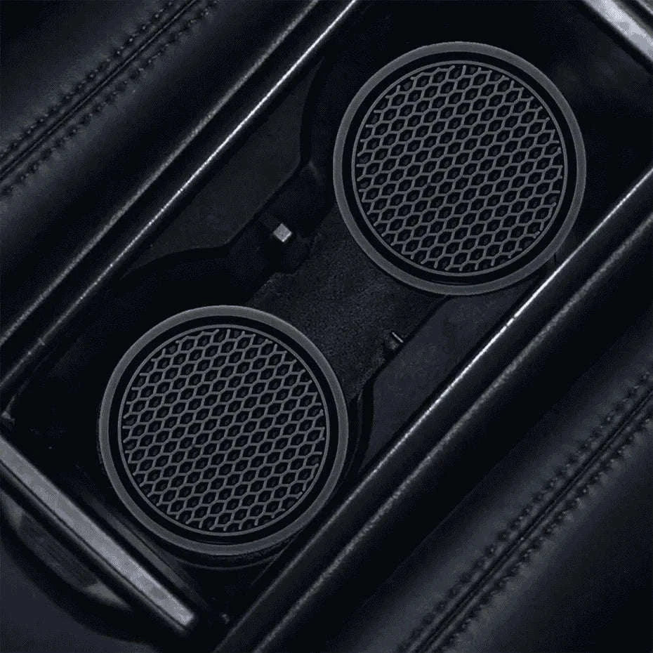 2-Piece Universal Anti-Slip Car Cup Coasters, 7 cm, TPU, Waterproof-black