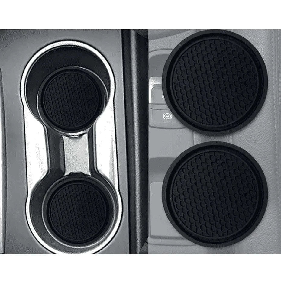 2-Piece Universal Anti-Slip Car Cup Coasters, 7 cm, TPU, Waterproof-black