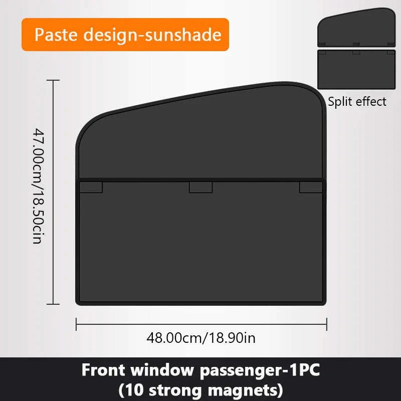2-Section Magnetic Car Side Window Sun Shade-Rear window-1pc