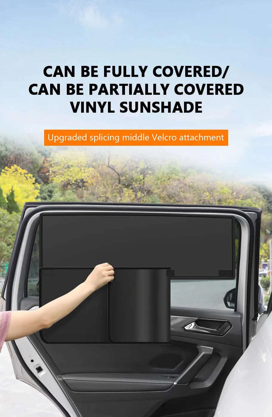 2-Section Magnetic Car Side Window Sun Shade-Rear window-1pc